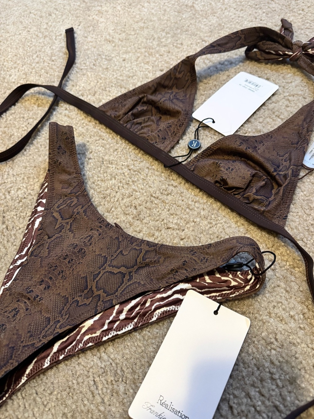x Réalisation Par Frank Reversible Bikini Top & bottom - Python/Animal - Picture 6 of 6